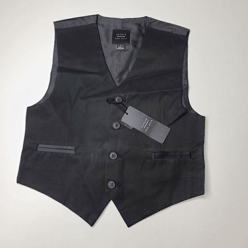 Oxford Boys Sleeveless Tuxedo Suit Vest Black Small